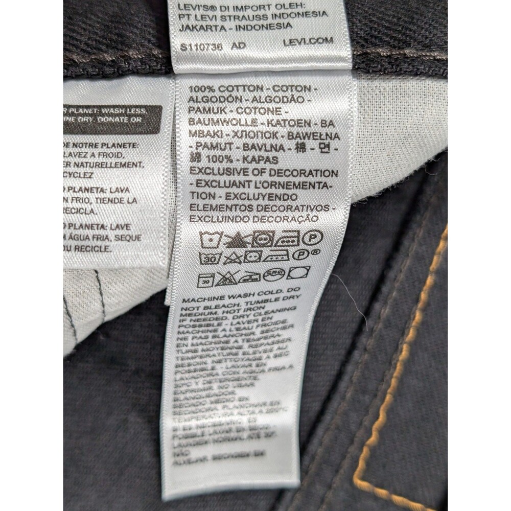 Levis 505 Black Jeans Mens 42x30 Straight Leg Dad Jean Workwear Casual - Picture 9 of 13
